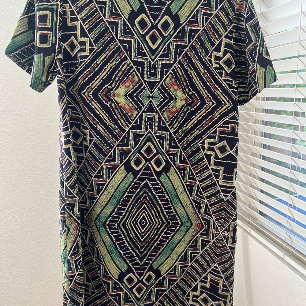 Lumiere Geometric Pattern Mini Dress - Black and Green